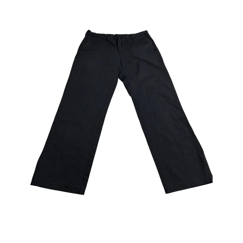 Haggar Mens Black Straight Fit Pants 31x30 100% Cotton Made In Bangladesh